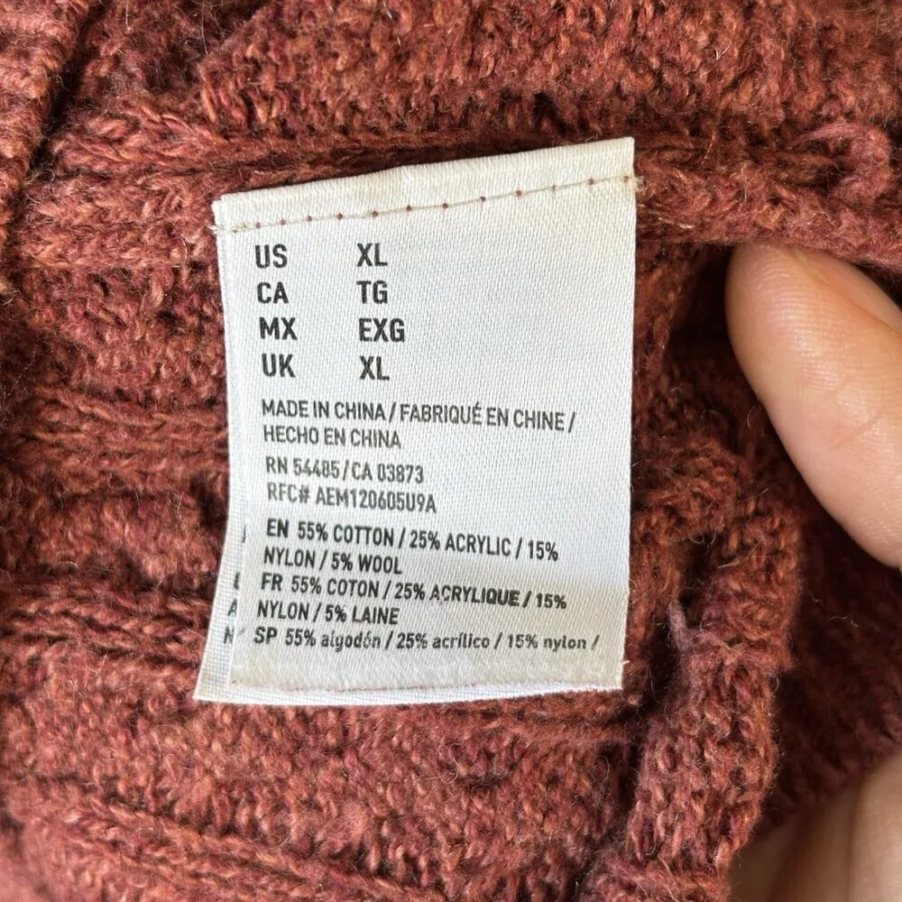 American Eagle Womens Cable Knit Sweater Cozy Cottagecore Preppy Casual Fall XL‎ - Picture 10 of 16